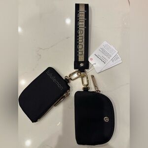 Lululemon RARE New With Tags Dual Pouch Wristlet Black and Gold